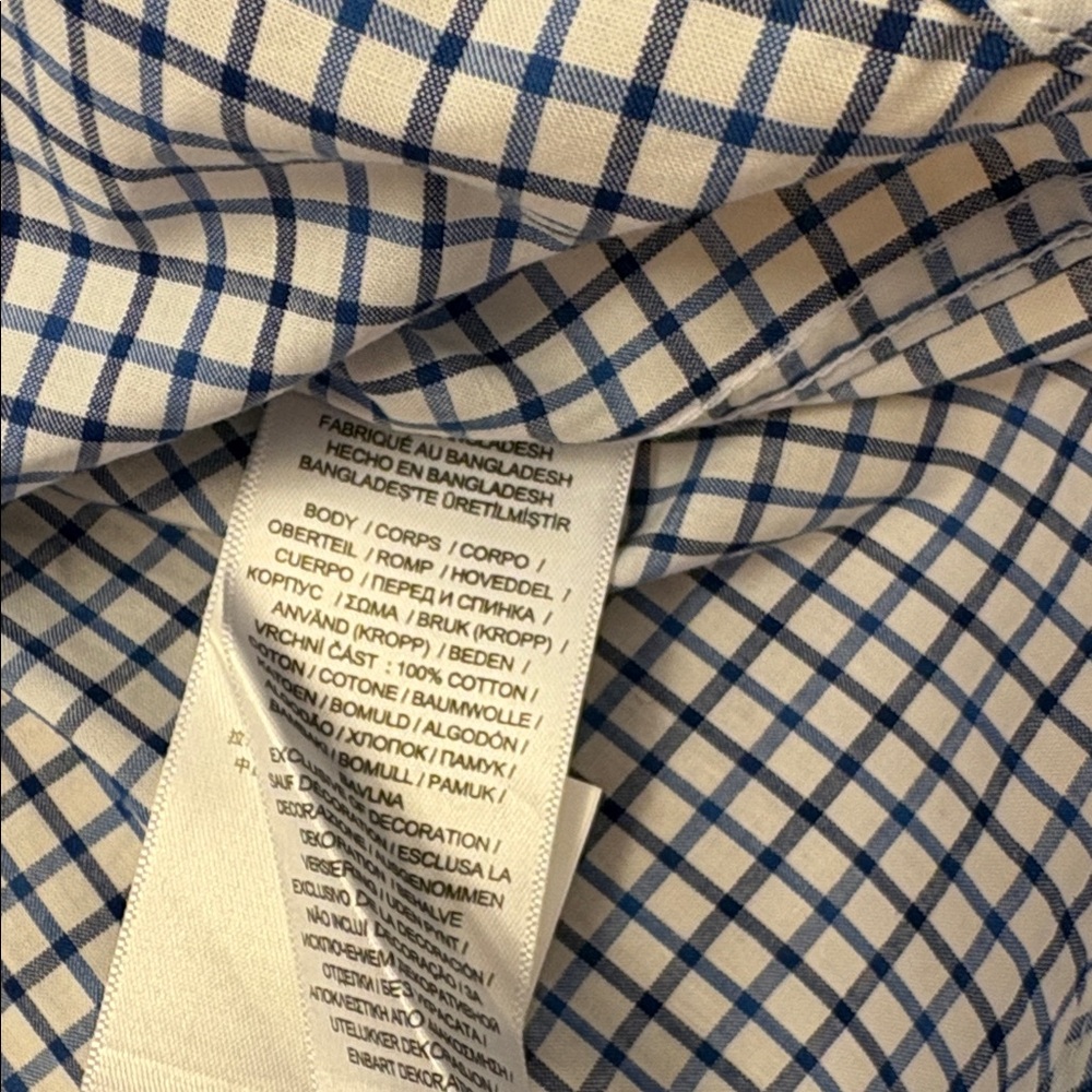Boys Polo by Ralph Lauren White and Blue Checked Button-Down Shirt - size 7 - Picture 7 of 7